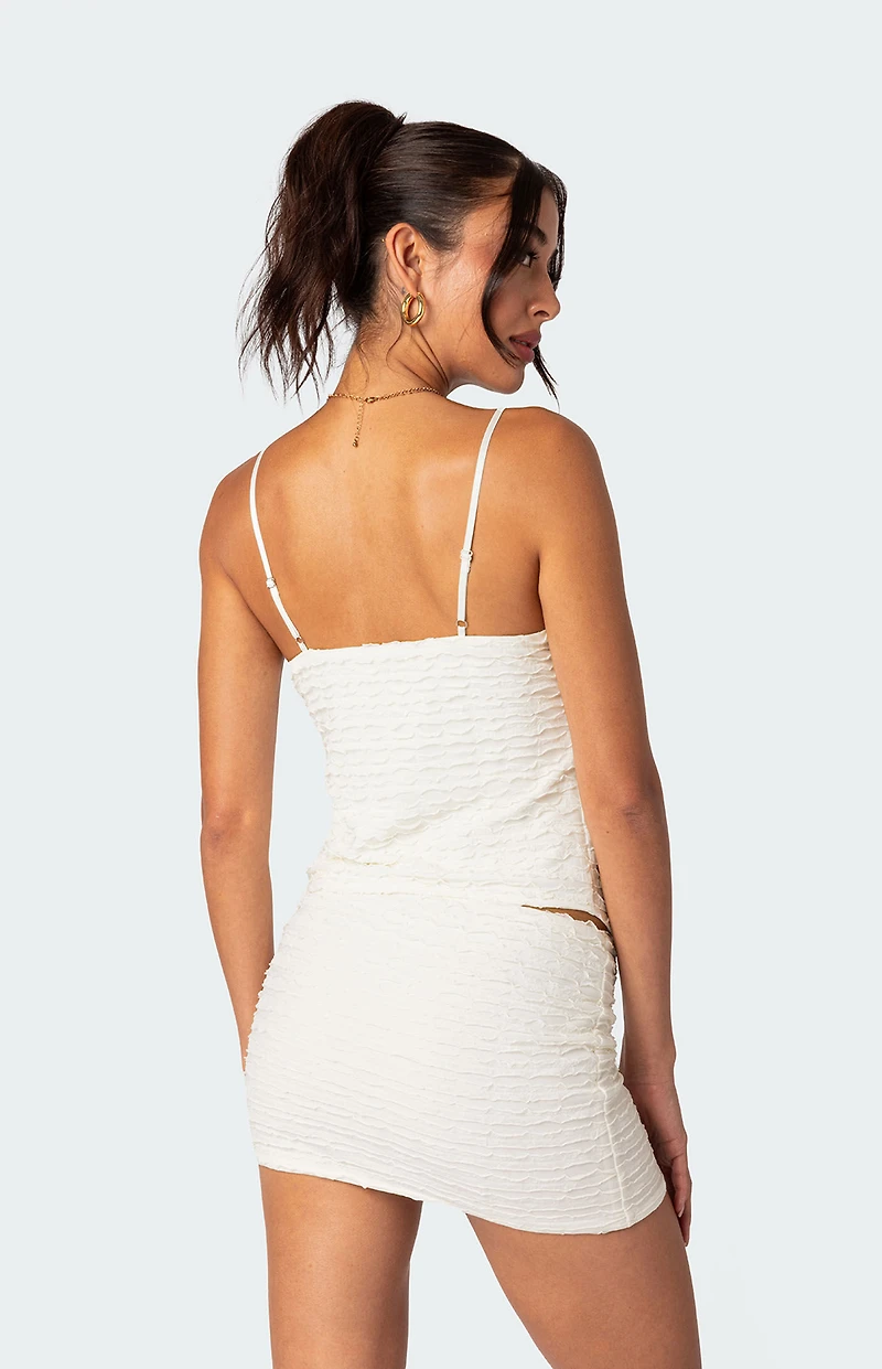 Edikted Alessia Tie Front Ruffled Top