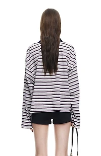 LIONESS Black & Gray Striped Rebels Jersey Long Sleeve Top