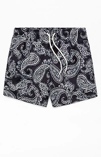 Pacsun Black Paisley AOP 4.5" Swim Trunks