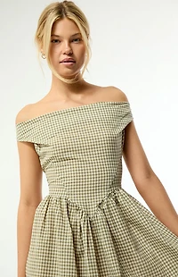 Daisy Street Crime Gingham Midi Dress