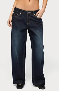 Edikted Petite Raelynn Washed Low Rise Baggy Jeans