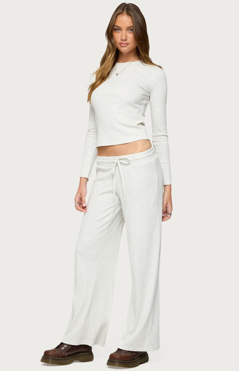 Edikted Cicilia Straight Leg Ribbed Pants