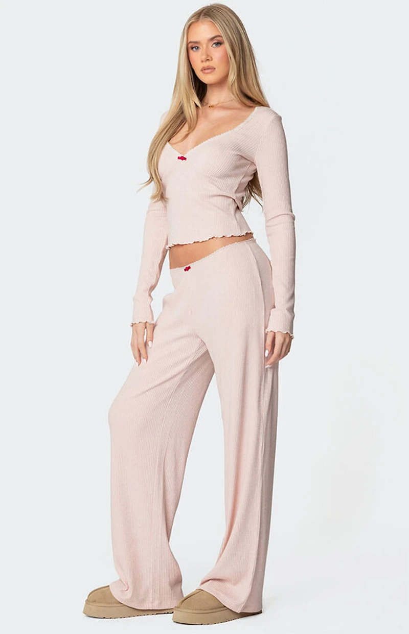 Edikted Roselle Ribbed V Neck Top