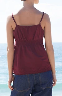 John Galt Burgundy Tiffany Button Tank Top