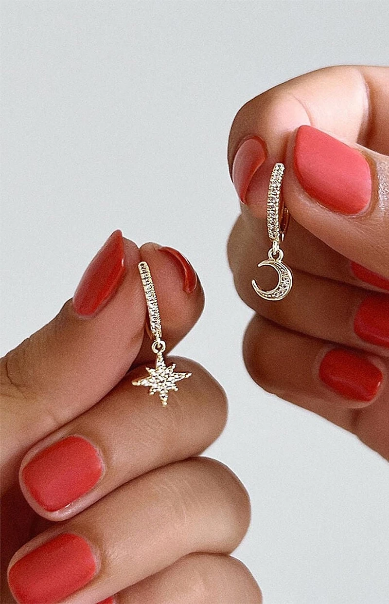 Ana Luisa Celeste Crescent Moon Huggie Hoop Earrings