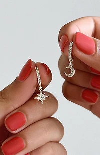 Ana Luisa Celeste Crescent Moon Huggie Hoop Earrings