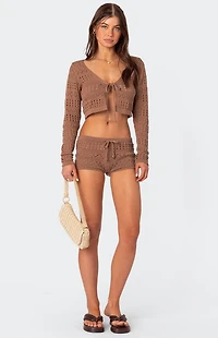 Edikted Betsy Tie Front Knitted Shorts