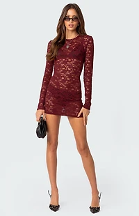 Edikted Surreal Sheer Lace Mini Dress