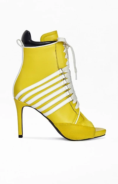 AZALEA WANG Women's Eleven Mustard Sporty Stiletto Booties