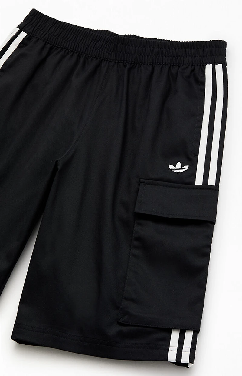 adidas Kids Black 3-Stripes Cargo Shorts