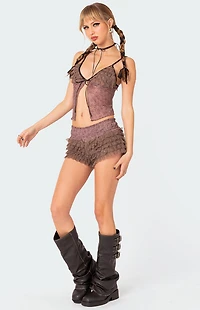 Edikted Janis Floral Ruffled Shorts