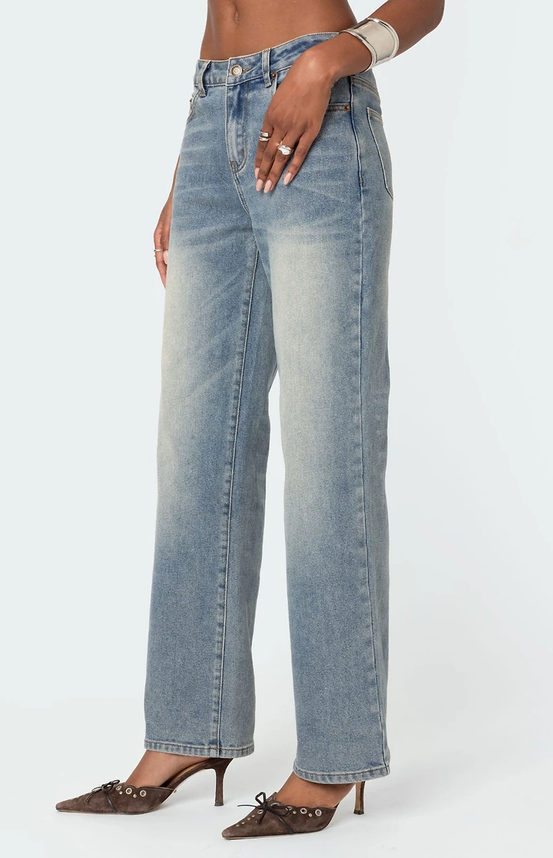 Edikted Amia High Rise Straight Leg Jeans