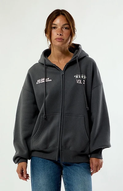 Third Charm Gray Puff Graphic V2 Zip Up Hoodie