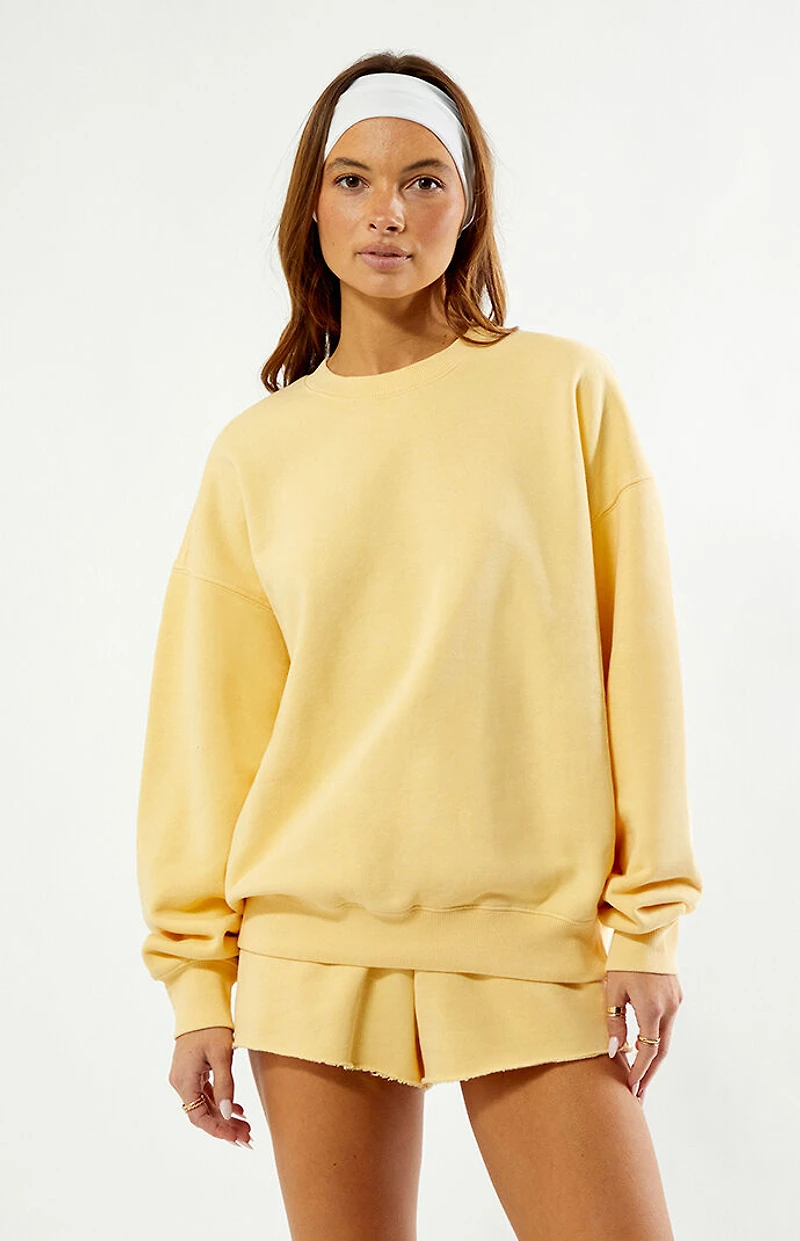 Pacsun Yellow Ultra Soft Fleece Core Washed Crew Neck Sweatshirt