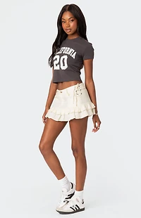 Edikted Dev Ruffle Linen Mini Skirt