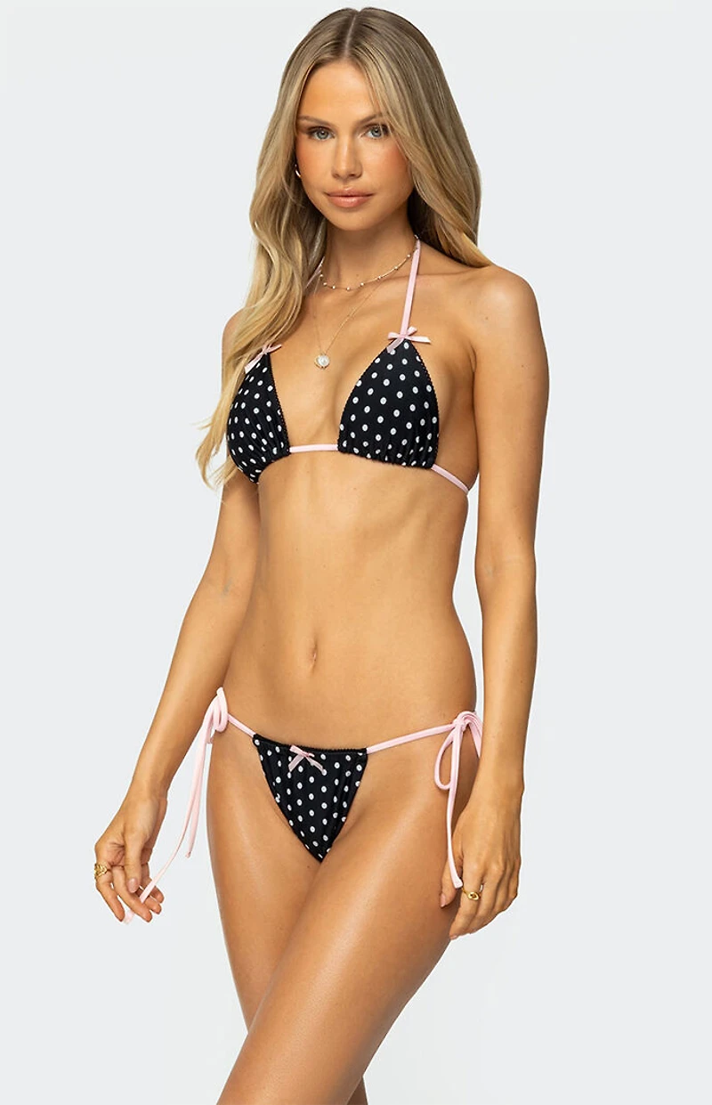 Edikted Leigh Polka Dot Triangle Bikini Top