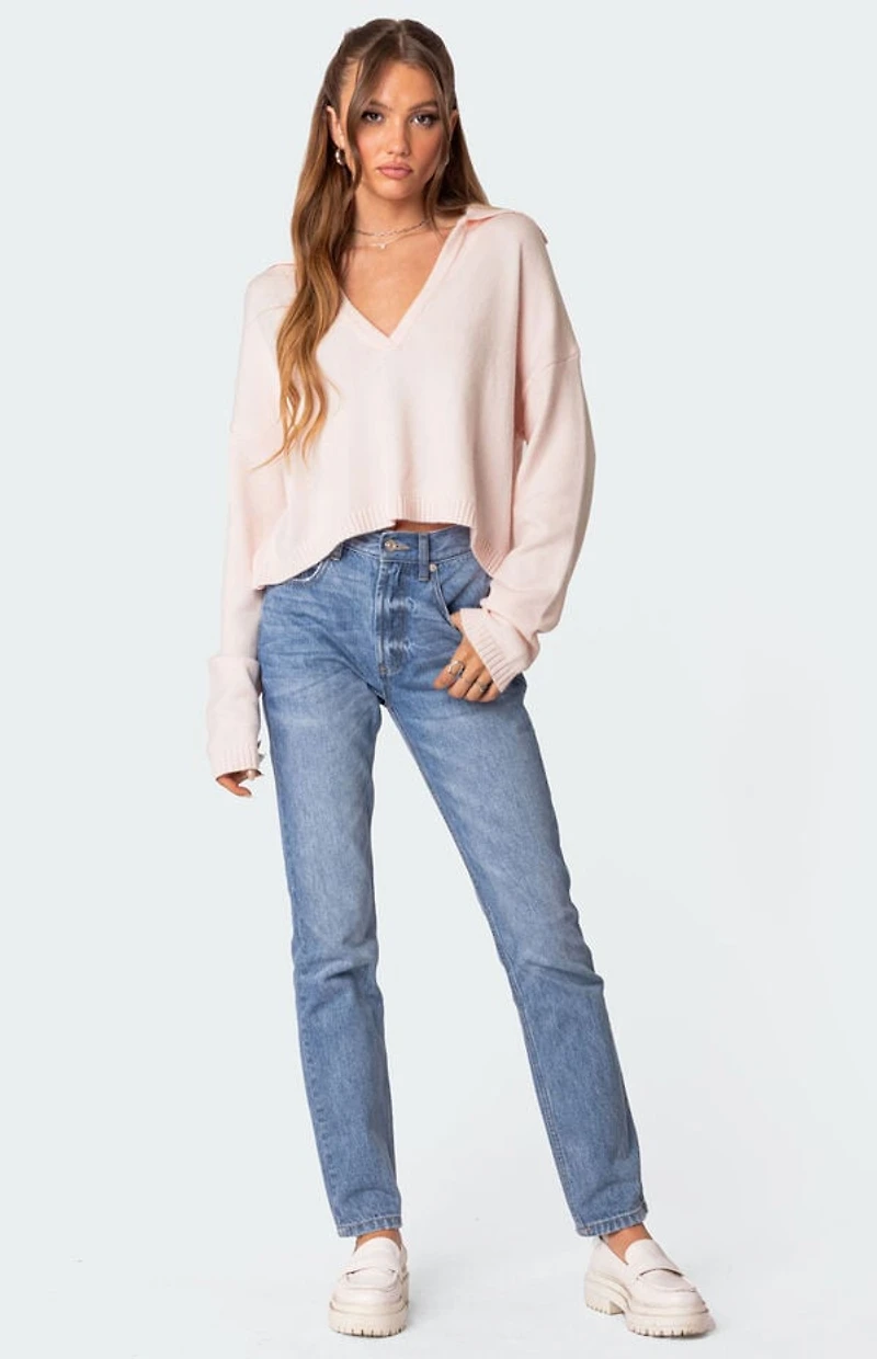 Edikted Swift High Waisted Straight Leg Jeans