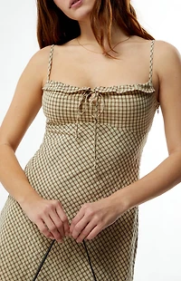 Your Favorite Plaid Tie Front Mini Dress