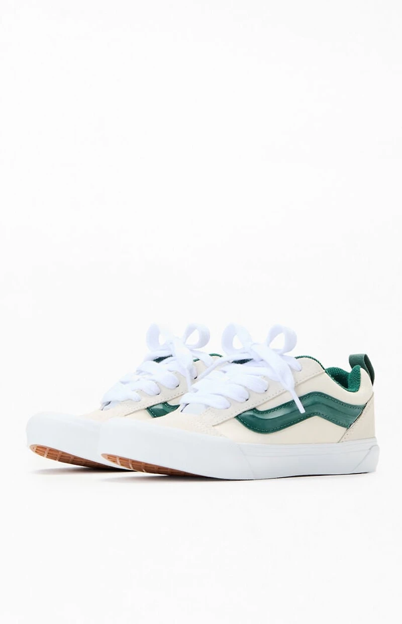 Vans Kids Off White & Green Knu Skool Shoes