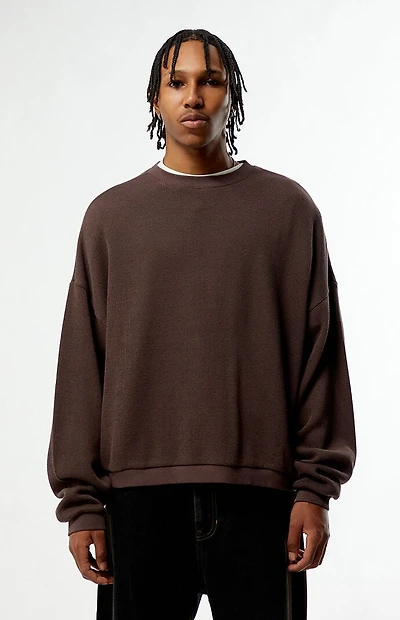 Pacsun Brown Dropped Shoulder Sweater