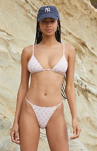 Pacsun Rose Floral Delphinium Ring Triangle Bikini Top
