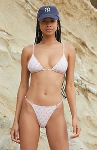 Pacsun Rose Floral Delphinium Ring Triangle Bikini Top