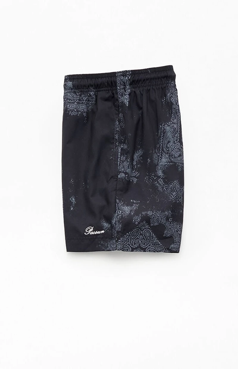 Pacsun Black Blotch Bandana Eco 4.5" Swim Trunks