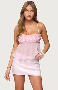 Edikted Vella Sequin Sheer Chiffon Top