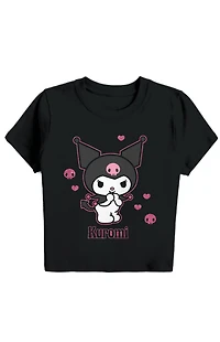 Kuromi Hearts & Skulls Cropped Baby T-Shirt