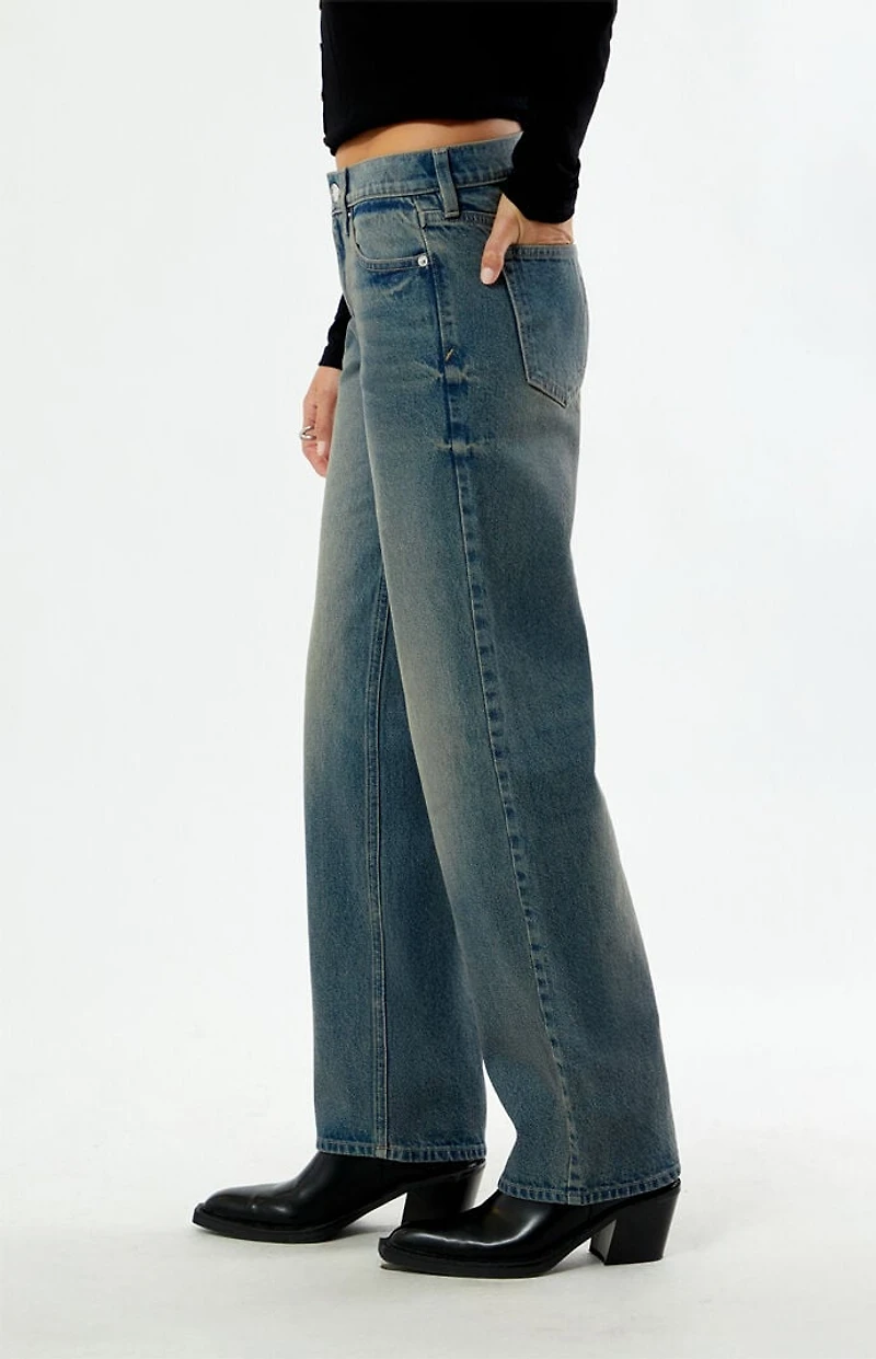Pacsun Jordyn Low Rise Straight Leg Jeans Dark Blue