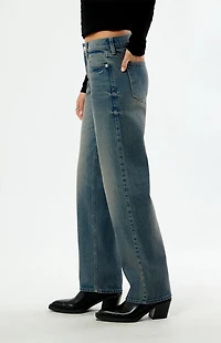 Pacsun Jordyn Low Rise Straight Leg Jeans Dark Blue