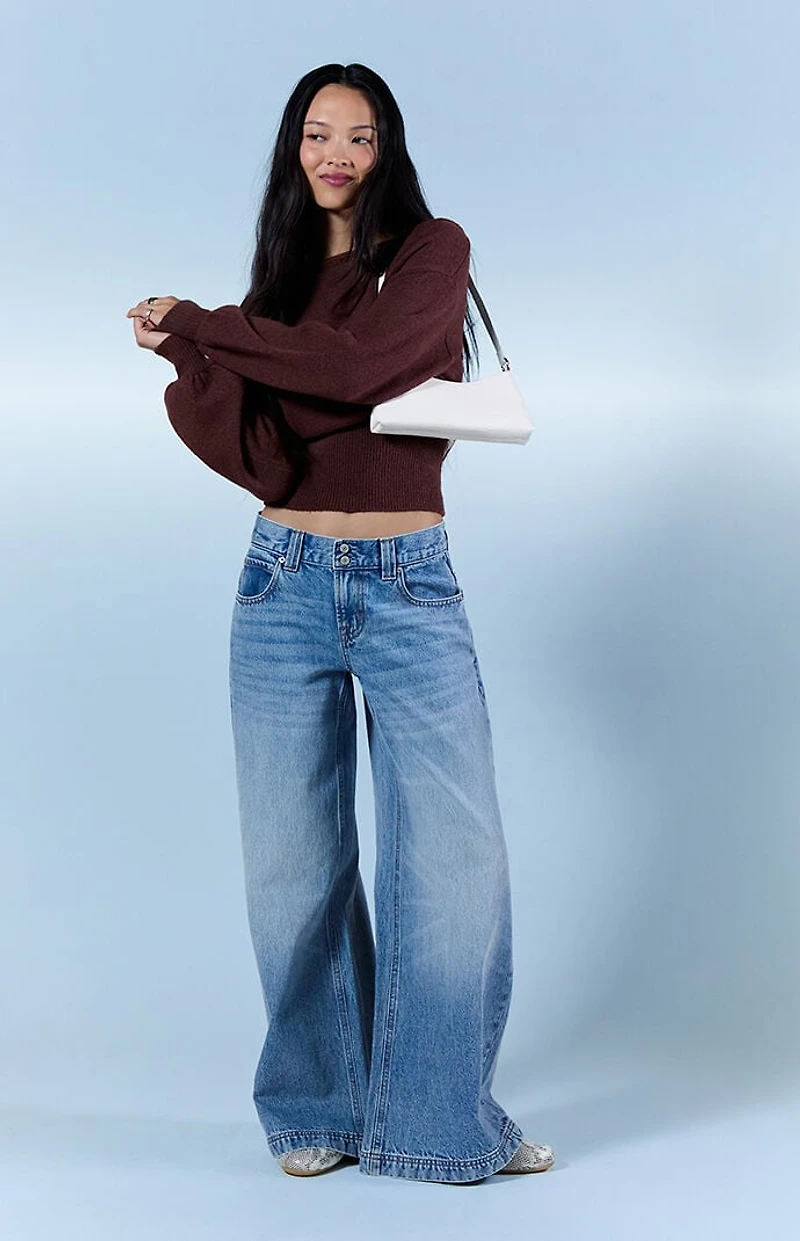 Pacsun Sloane Low Rise Ultra Baggy Jeans 2-Button Light Blue