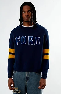 FORD Navy Striped Crew Neck Sweater