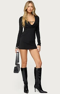 Edikted Nairobie Cowl Neck Mini Dress