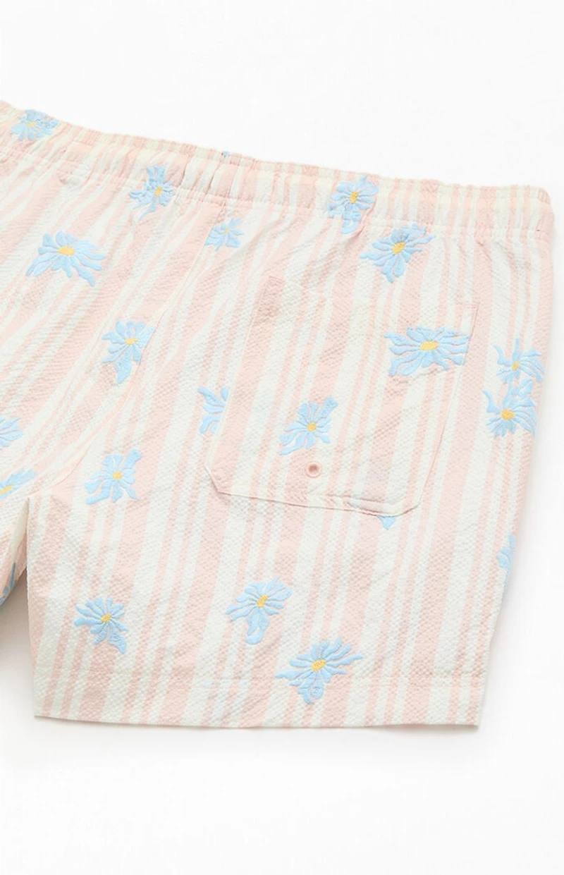 Pacsun Muted Garden Striped Seersucker 4.5" Swim Trunks