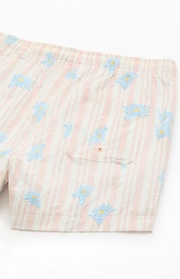 Pacsun Muted Garden Striped Seersucker 4.5" Swim Trunks
