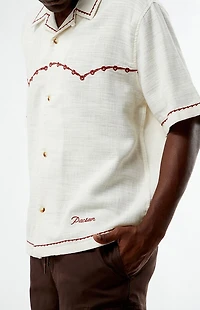 Pacsun Cream Western Embroidered Oversized Resort Camp Shirt