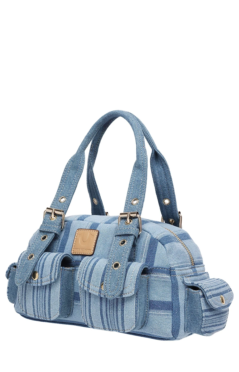 True Religion Soft Satchel Denim Mini Handbag