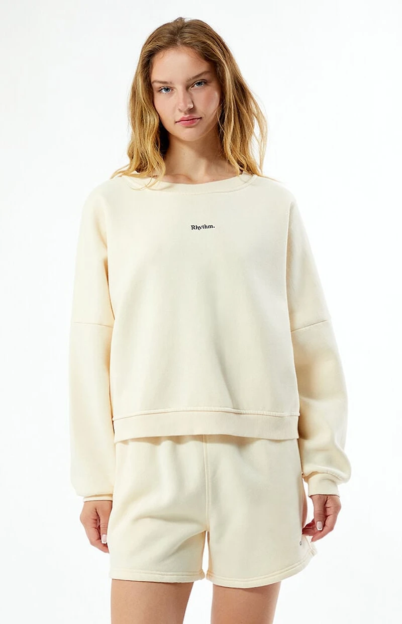 Rhythm Cream Logo Crew Neck Sweatshirt