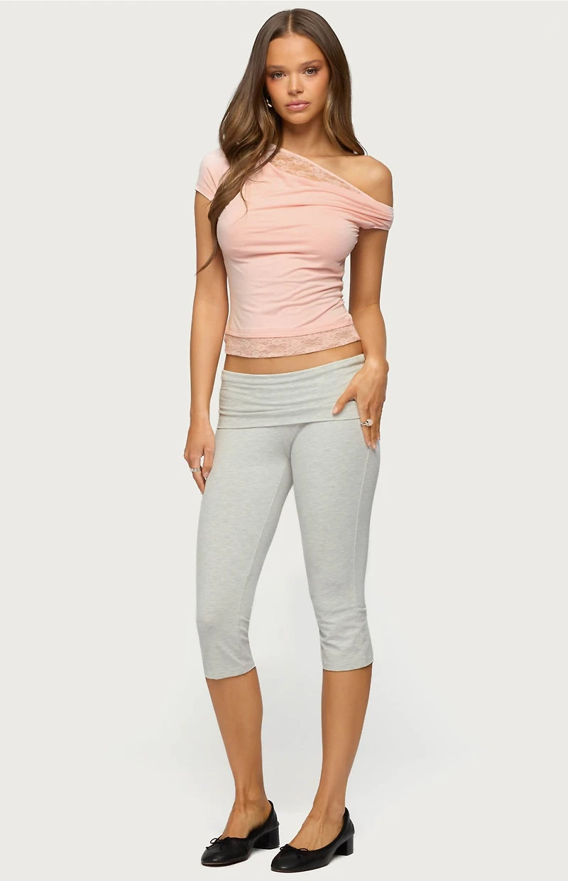 Edikted Lacey Layered Off Shoulder Top