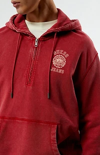 Guess Jeans Red Half Zip Logo Hoodie