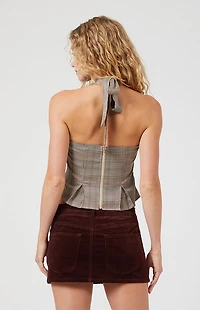 Beverly and Beck Dani Plaid Halter Top
