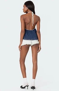 Edikted Crinkled Split Front Halter Top
