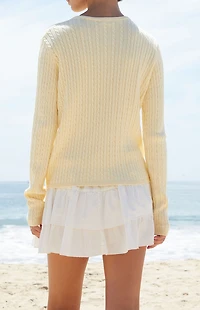 John Galt Yellow Zoe Cable Knit Cardigan