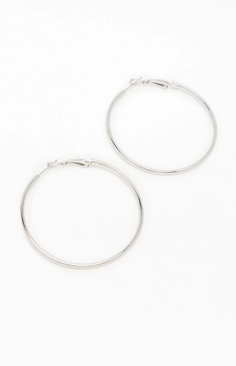 John Galt Large Silver Hoop Earrings