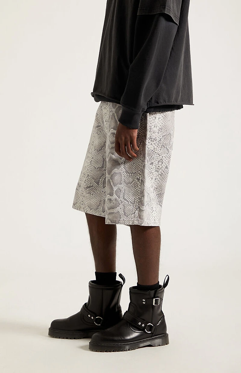 Pacsun Parker Baggy Denim Shorts Snake Print