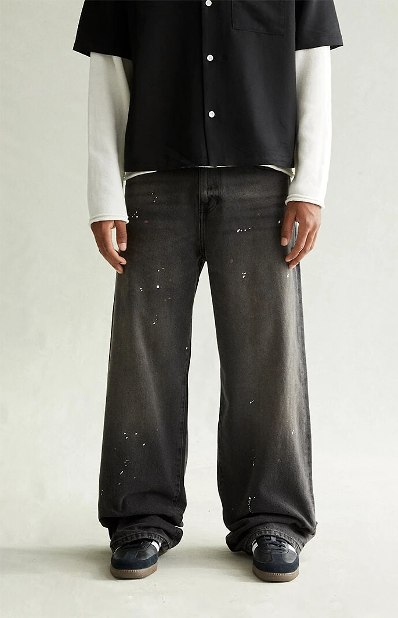 Pacsun Blake Extreme Baggy Jeans Paint Splatter Faded Black