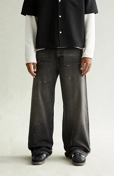 Pacsun Blake Extreme Baggy Jeans Paint Splatter Faded Black