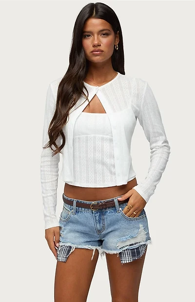 Edikted Adie Pointelle Cardigan