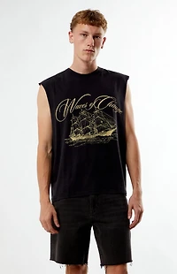 Pacsun Waves Cutoff Muscle T-Shirt